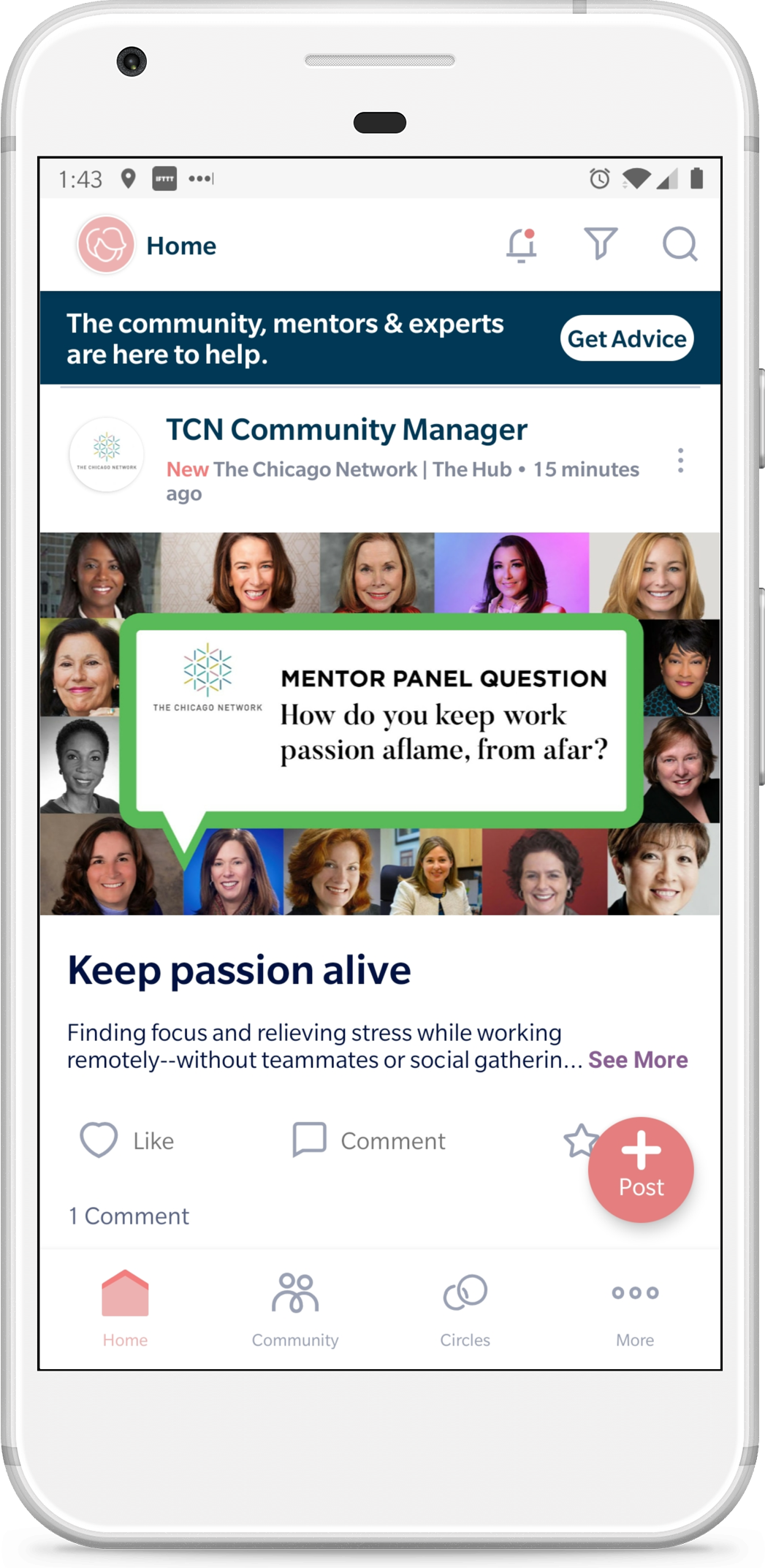 Screenshots of the Building Brave mobile mentoring app