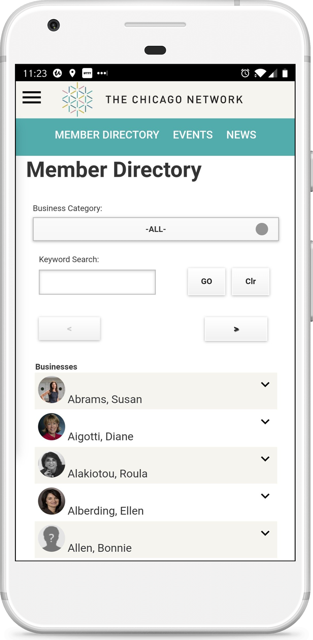 Screenshot of Member Leap app