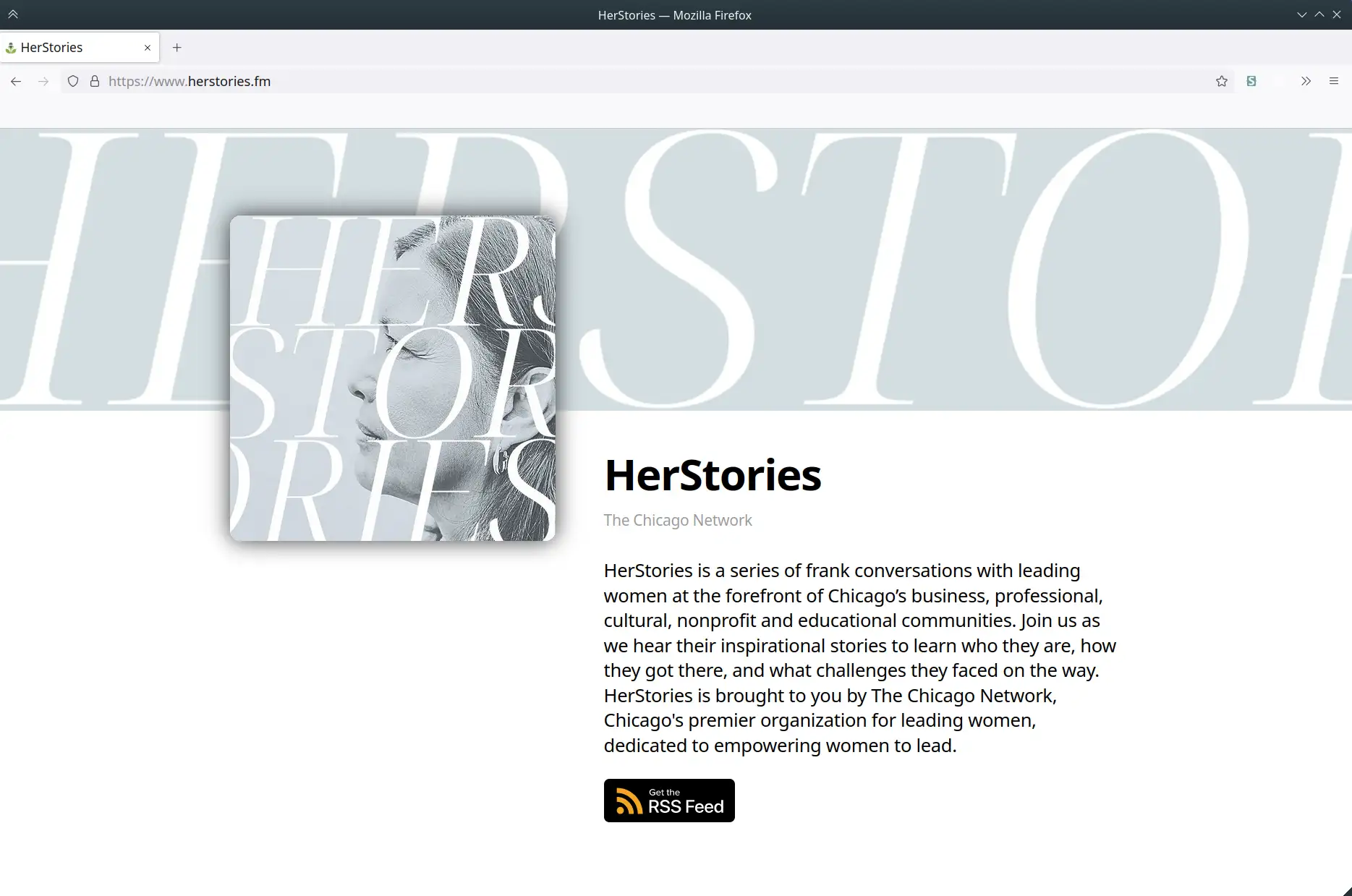 A browser window open to https://herstories.fm.